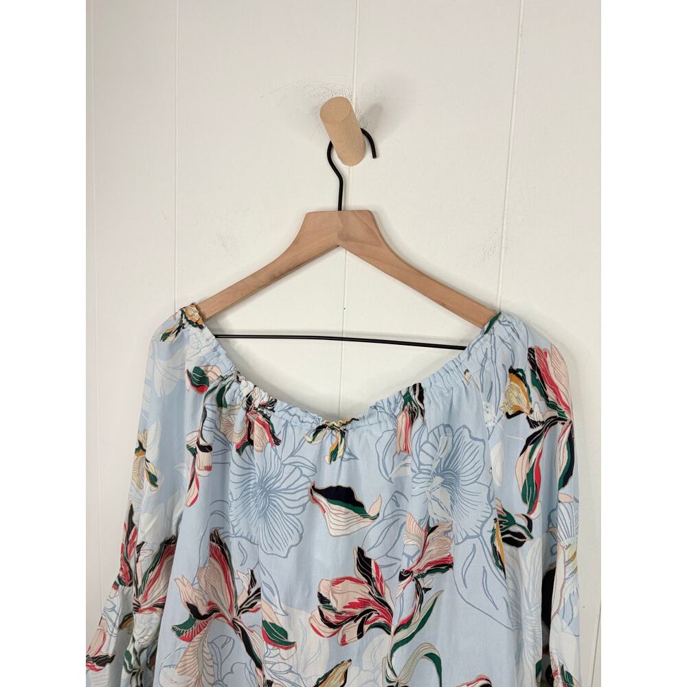 NWT Cupcake & Cashmere Bendita Floral Off Shoulder Top Size Large Blue - Picture 9 of 11